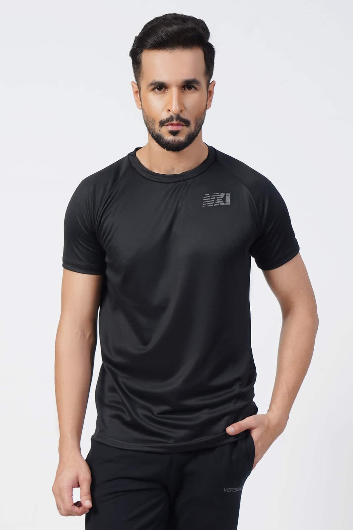 Micro Mesh Men's Black T-Shirt for sports in Pakistan - Version XI